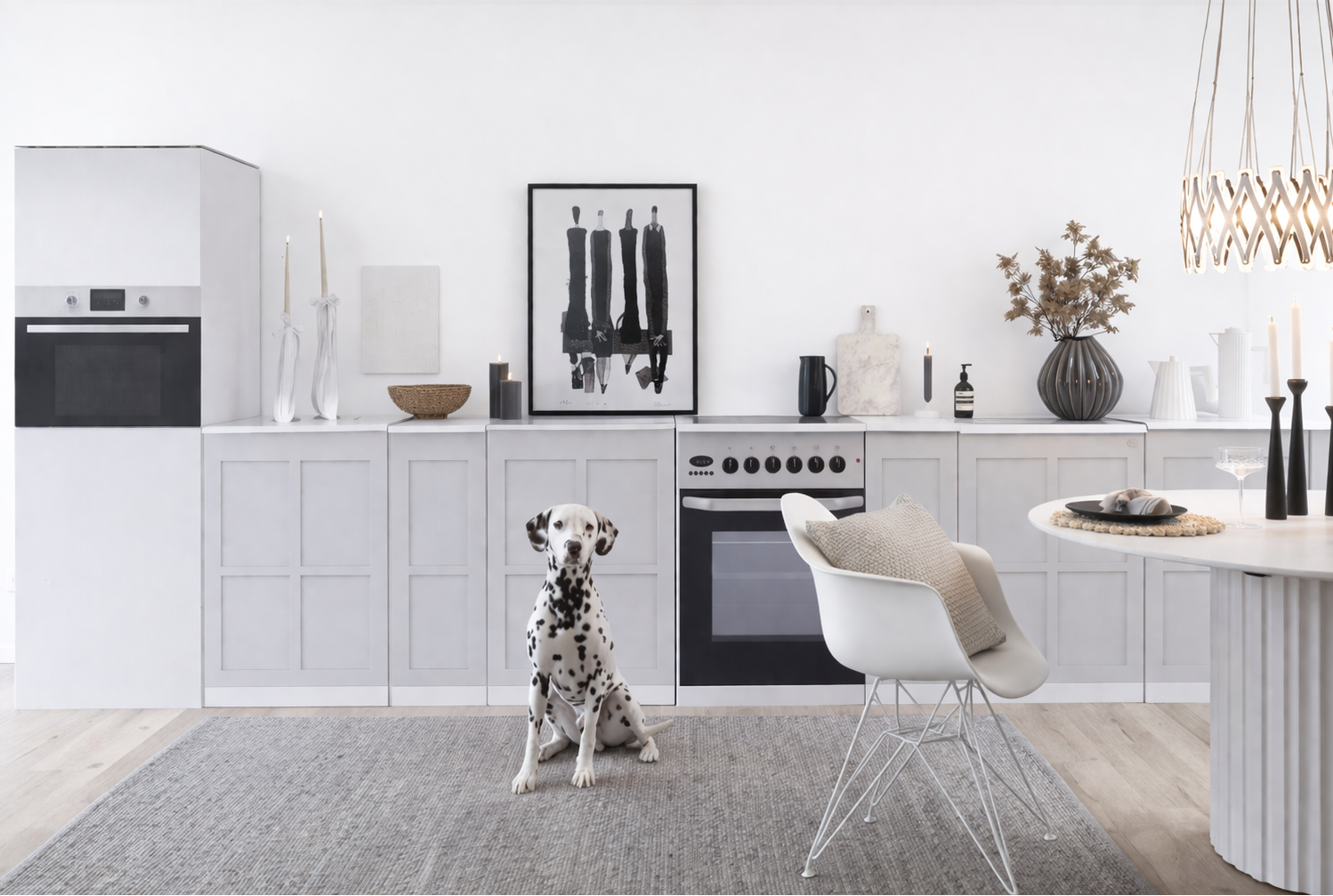 Modulare Home Staging Küche hellgrau ohne Einbau
