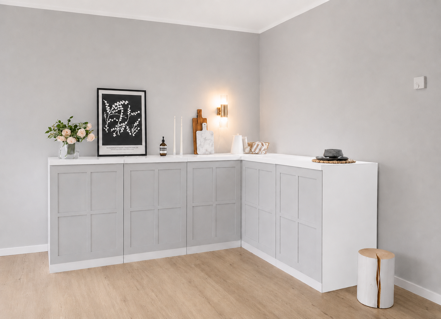 Eckküche aus Pappe – L-Form 240 × 180 cm