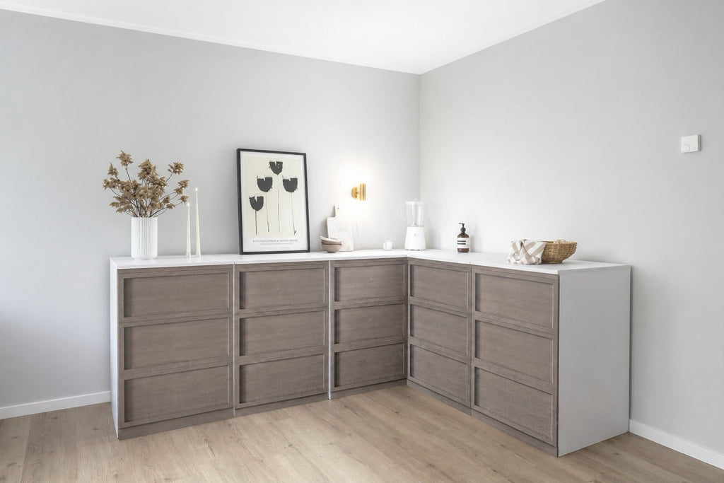 Eckküche aus Pappe – L-Form 240 × 180 cm